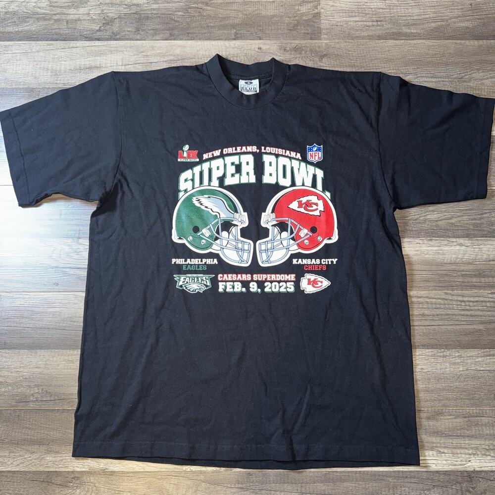 Super Bowl LIX 2025 Eagles vs Chiefs T-Shirt Mens XL ProClub Heavyweight NFL NEW
